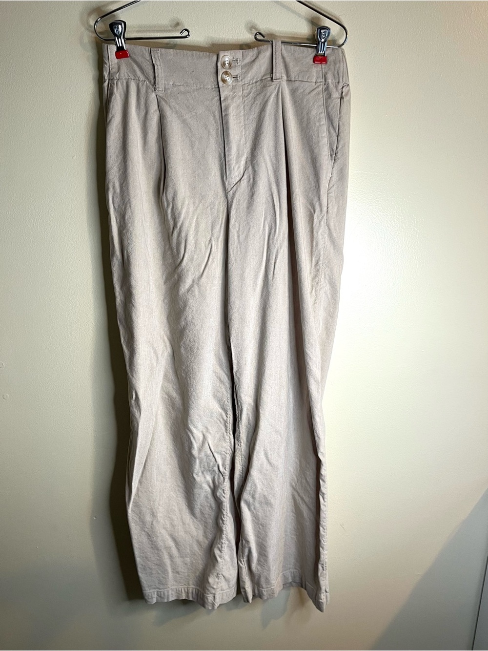 LC Lauren Conrad Beige Linen Blend Pants Wide Leg High Rise